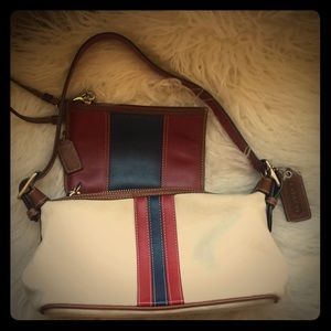 Cream monogram Coach Satchel with wristlet